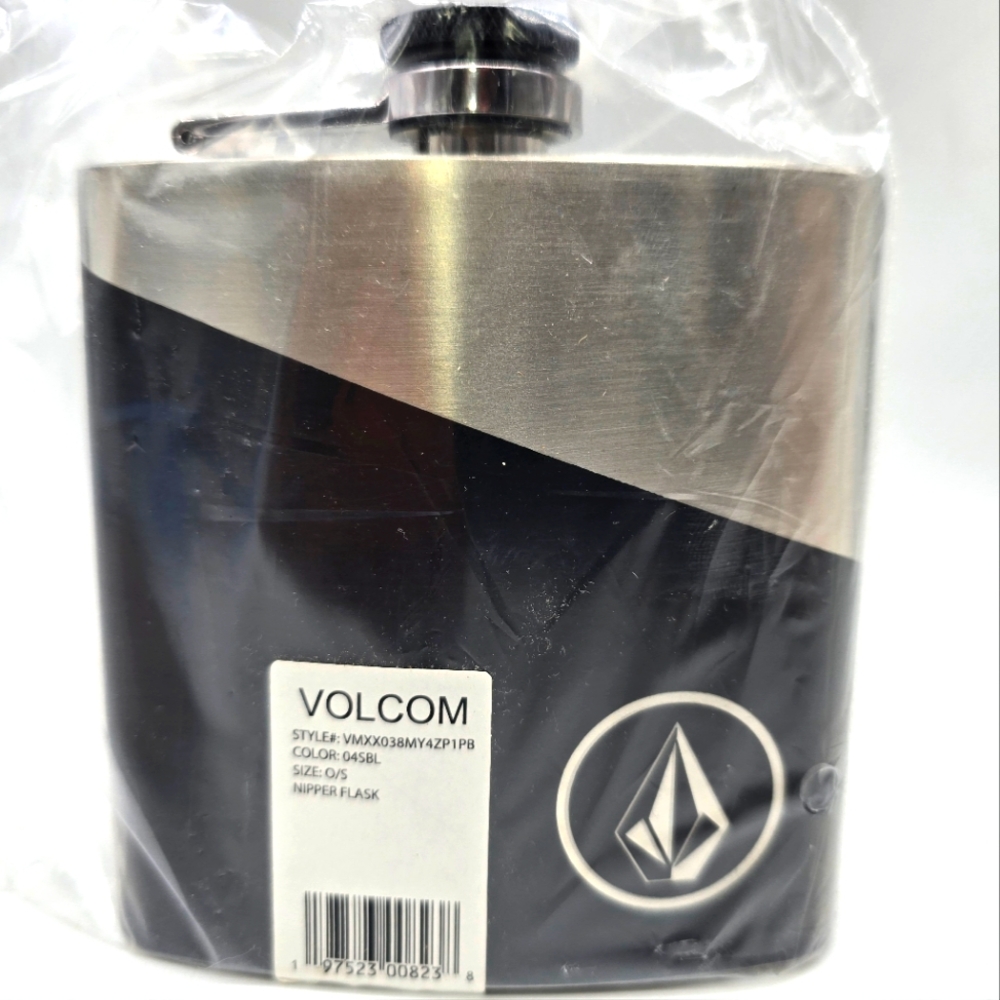 Volcom Black and Silver Flask 6oz
